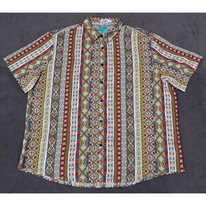 VATPAVE Button Up Shirt Mens XXL Short Sleeve Cotton Viscose Design